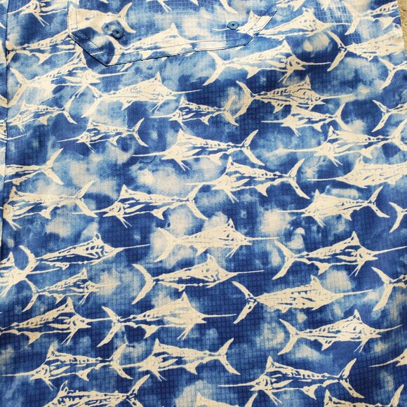 Clear Water Outfitters Quick Dry Shirt Small Marlin Fish Graphic Blue White Mn L - Picture 5 of 12